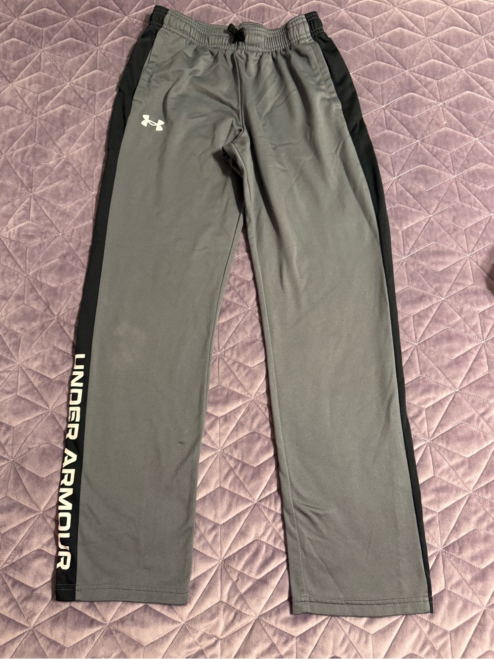 Under Armour Gray Joggers with Black Side Panels and Logo